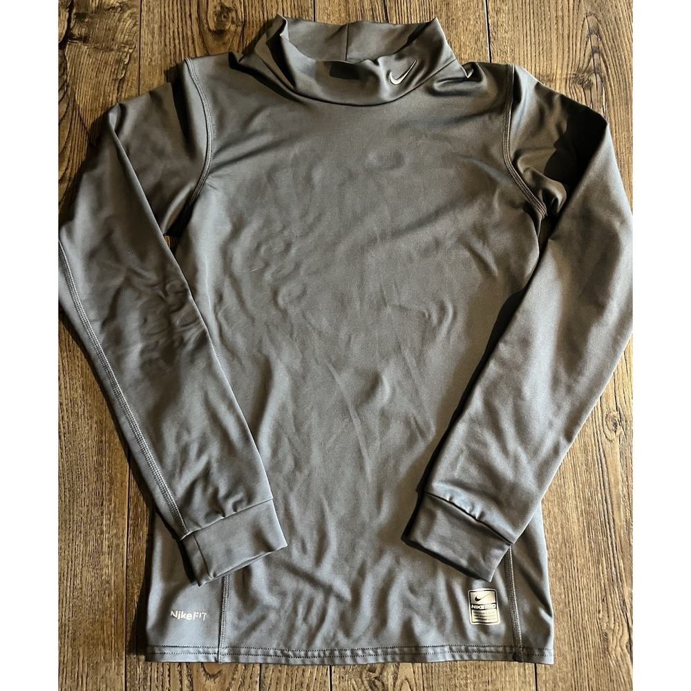 Nike Dri Fit Mock Neck Shirt Youth XL Gray Long Sleeve Athletic Base Layer